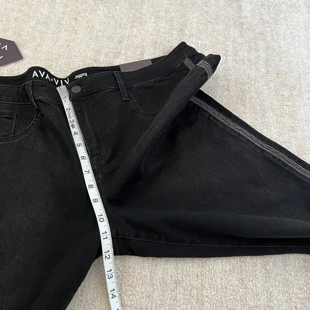 NWT Ava & Viv Super Stretch Jeggings Skinny Jeans 20W Black Boho - Picture 7 of 11